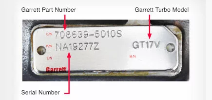 Garrett, turbonummer, originalnummer, turbo1, skilt, plate,